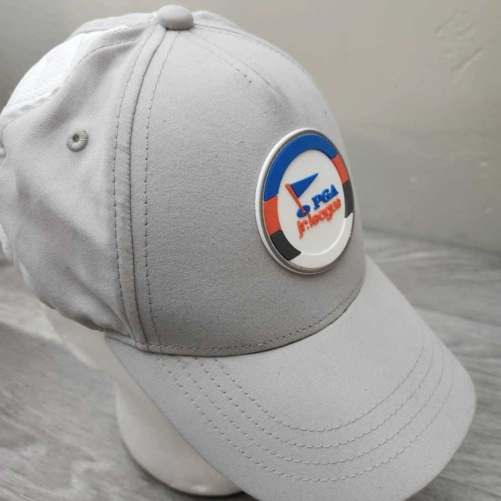 GARB PGA Junior‎ League Hat Gray White Golf Breathable Mesh Adjustable Kids 5-12